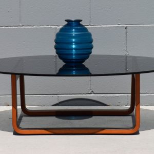 Mid-Century Round Smoked Glass Coffee Table
