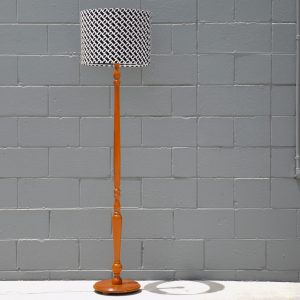Teak Floor Lamp with Black & White Shade (Circa 1960s)