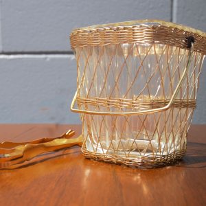 Gold Detail Glass Ice Bucket (Circa 1970s)