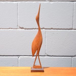 Mid Century Handmade Teak Heron (Circa 1960s)