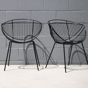 Two Saucer Outdoor Chairs & Table (Circa 1950s)