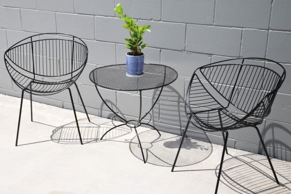Two Saucer Outdoor Chairs & Table (Circa 1950s) - Image 8