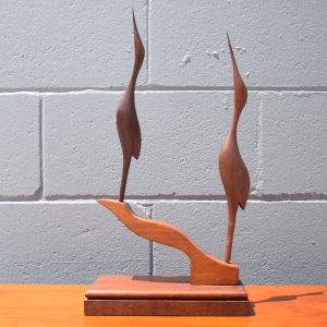 Two Small Handmade Teak Herons (Circa 1960s)