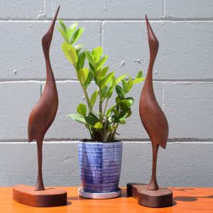 Two Handmade Teak Herons (Circa 1960s)