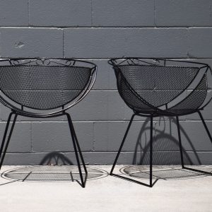 Two Black Outdoor Saucer Chairs (Circa 1950s)