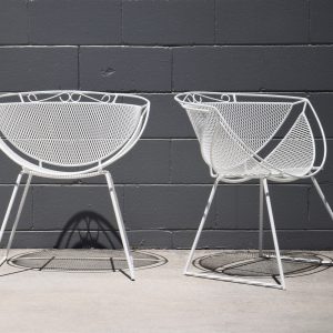 Two White Outdoor Saucer Chairs (Circa 1950s)