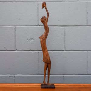 Mid Century Teak Woman Statue (Circa 1970s)