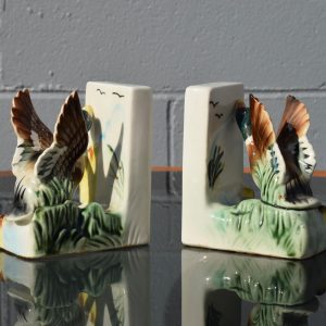 Mid Century Ceramic Flying Duck Bookends (Circa 1950s)
