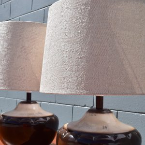 Two Mid Century Ceramic Lamps with Brand New Shades (Circa 1970s)