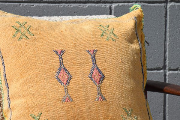 Square Cactus Silk Cushion - Yellow - Image 4