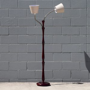 Twin Gooseneck Lamp with New Cream Shades (Circa 1960s)