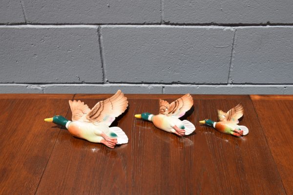 Three Mid Century Wall Hanging Ceramic Ducks