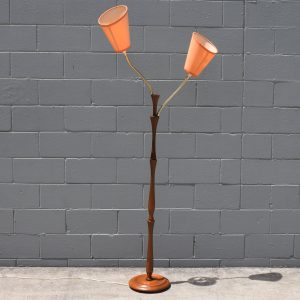 Twin Gooseneck Lamp with Original Peach Shades (Circa 1960s)