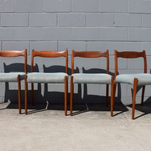 Four Custom Fabric Fler 64 Dining Chairs (Circa 1964)