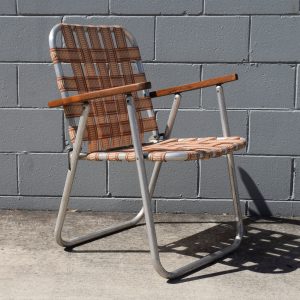 Aluminium Brown Webbed Lawn Chair (Circa 1960s)