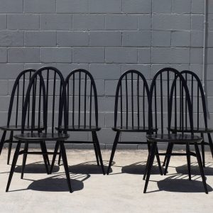 Four Black Ercol Quaker Dining Chairs (Circa 1970s)