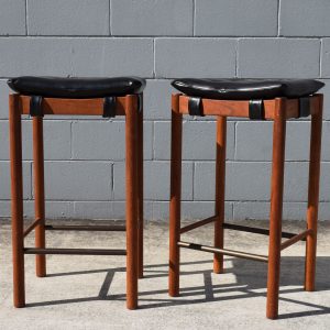 Two Black Parker Bar Stools (Circa 1960s)