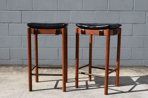 Two Black Parker Bar Stools (Circa 1960s)