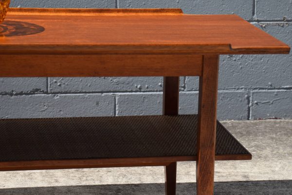 Mid Century Coffee Table with Rattan Shelf (Circa 1960s) - Image 4