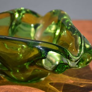 Mid Century Art Glass Green Bowl (Circa 1960s)