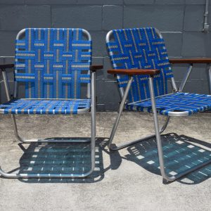 Two Aluminium Webbed Lawn Chairs (Circa 1960s)
