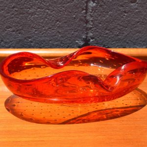 Mid Century Murano Orange 'Bullicante' Glass Bowl (Circa 1960s)