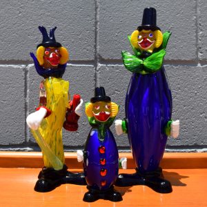 Mid Century Murano Glass Clown Figurine Trio (Circa 1970s)