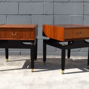G Plan E Gomme Tola & Black Bedside Table Set (Circa 1958)