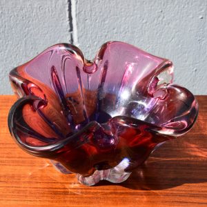 Mid Century Pink & Blue Art Glass Vase (Circa 1960s)