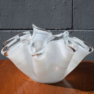 Mid Century White Handkerchief Art Glass Vase (Circa 1960s)